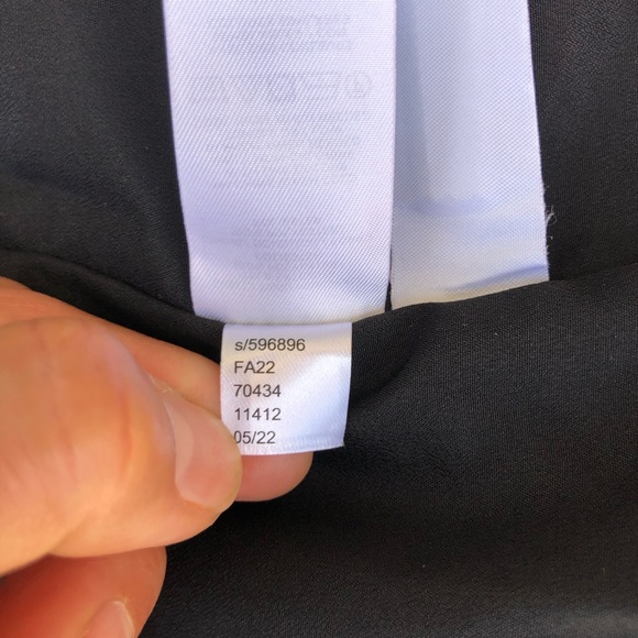 Loft Vine Drop Waist Split Neckline Button Front Black Gray Lined Shirtdress M - Picture 12 of 16